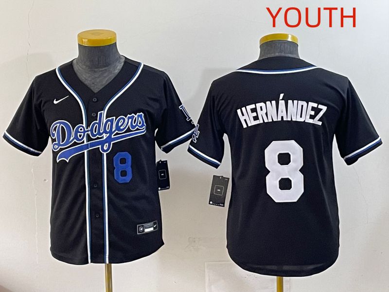 Youth 2025 Los Angeles Dodgers #8 Hernandez Black Three generations Fashion Nike MLB Jersey style 3->youth mlb jersey->Youth Jersey